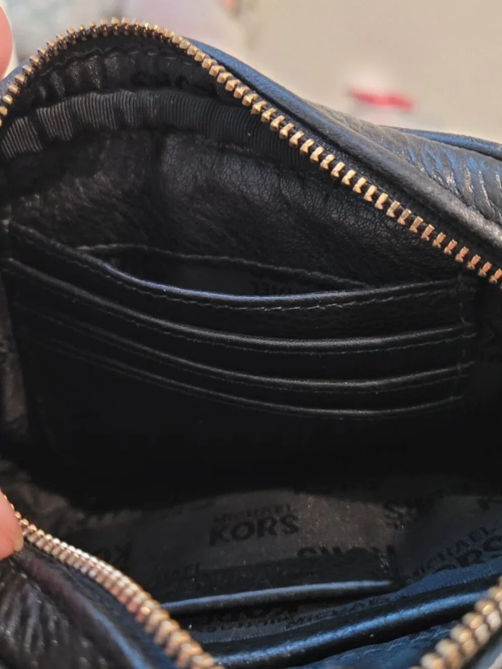 Michael Michael Kors Micro Crossbody Bag – Black Leather w/ Gold Hardware - Picture 6 of 9
